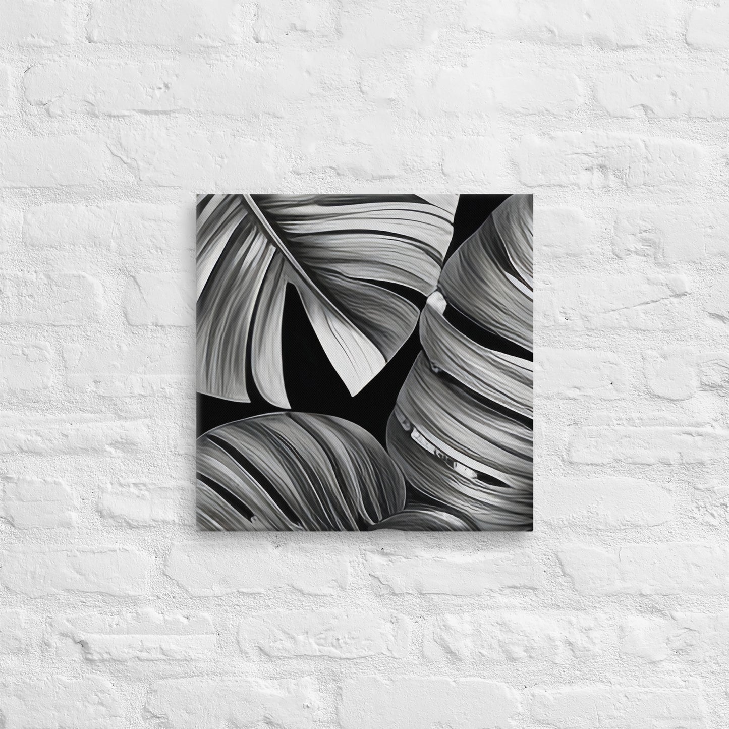 Monochrome Leaves Canvas