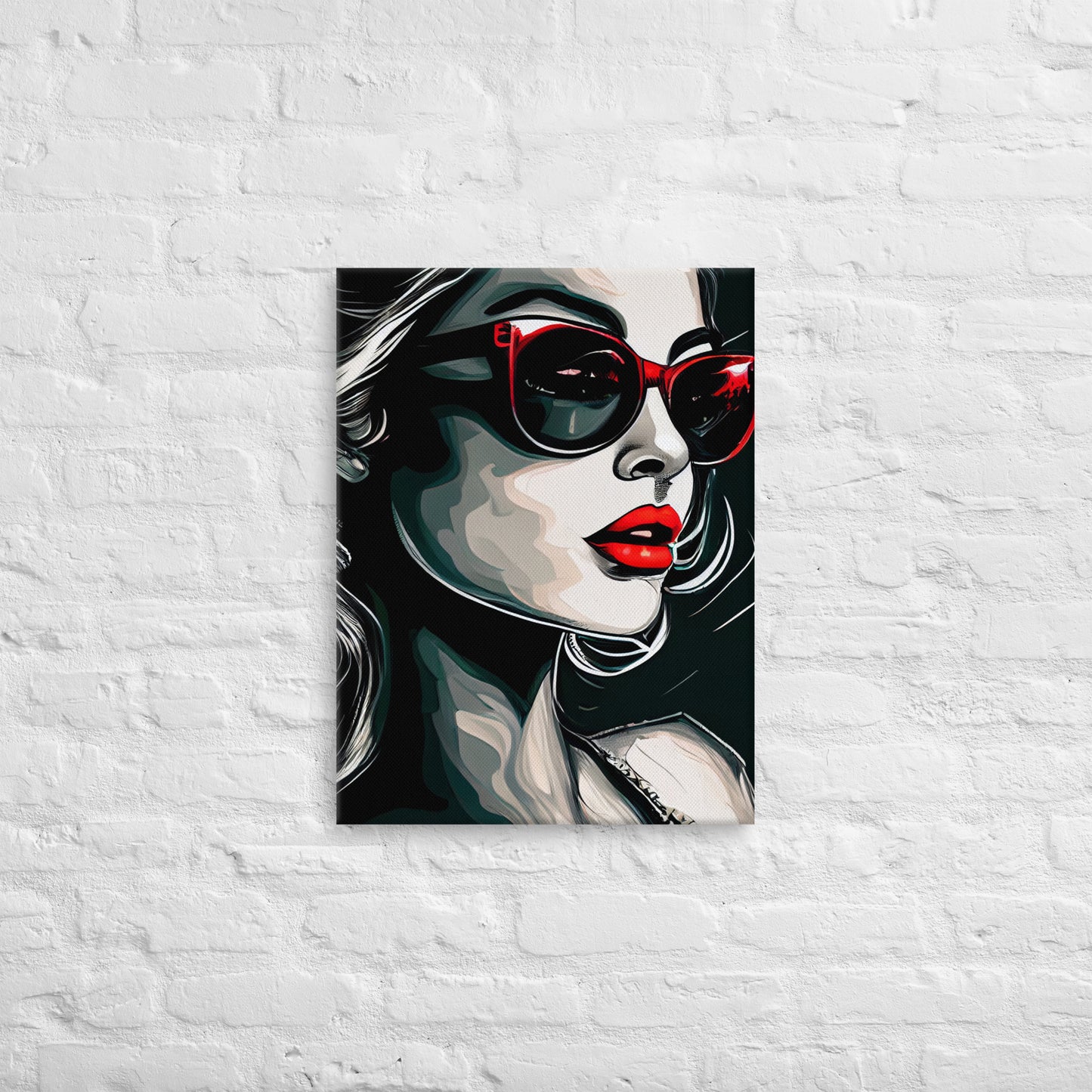 Femme Fatale Pop Art Canvas In Grey And Red