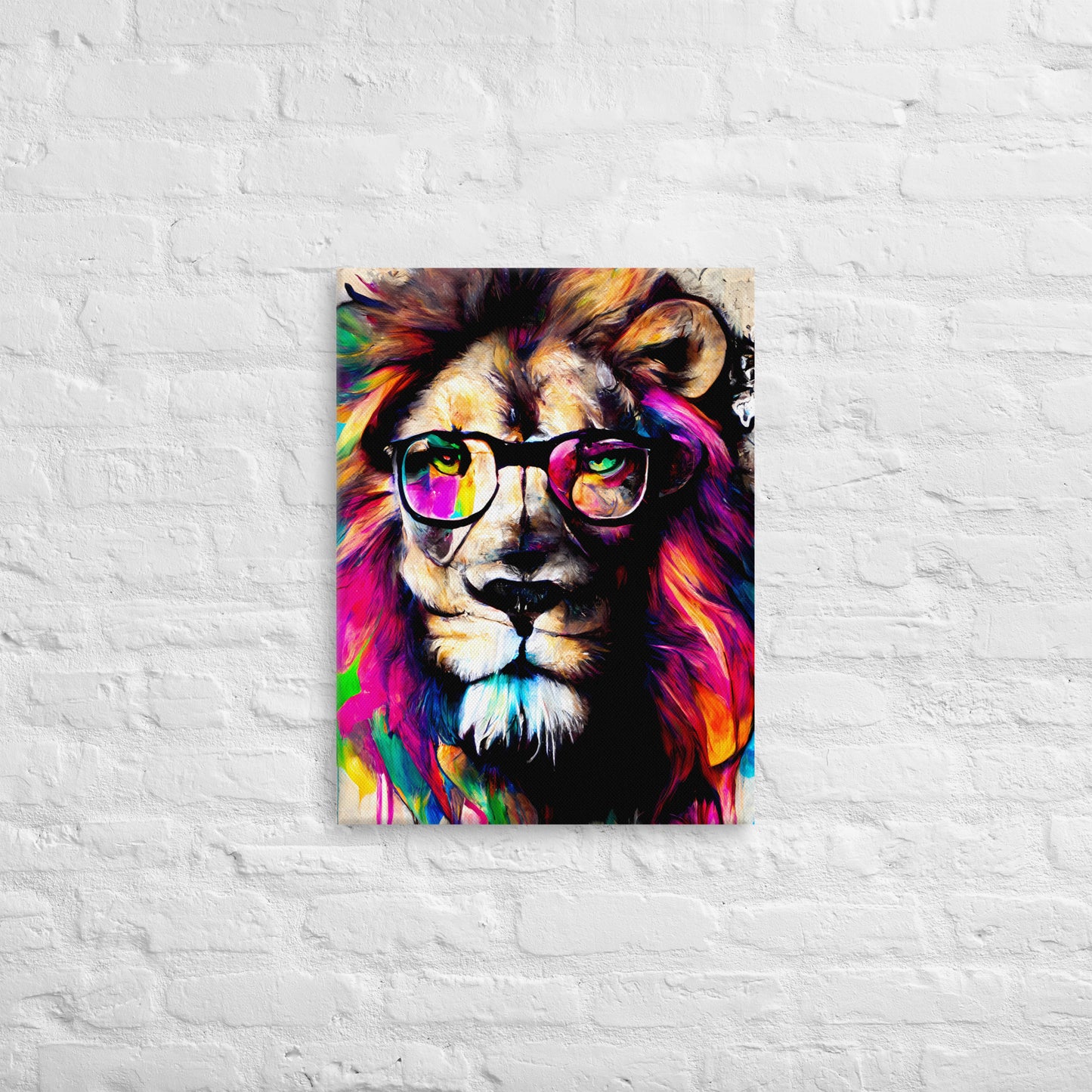 Lion In Technicolor Art Canvas