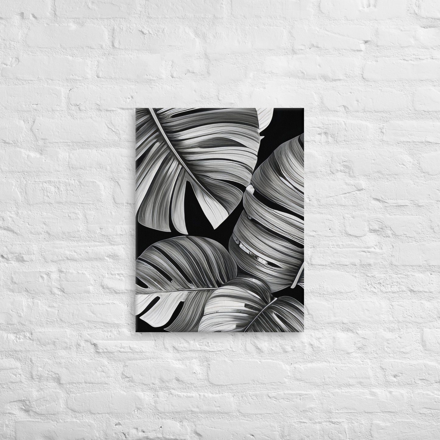 Monochrome Leaves Canvas