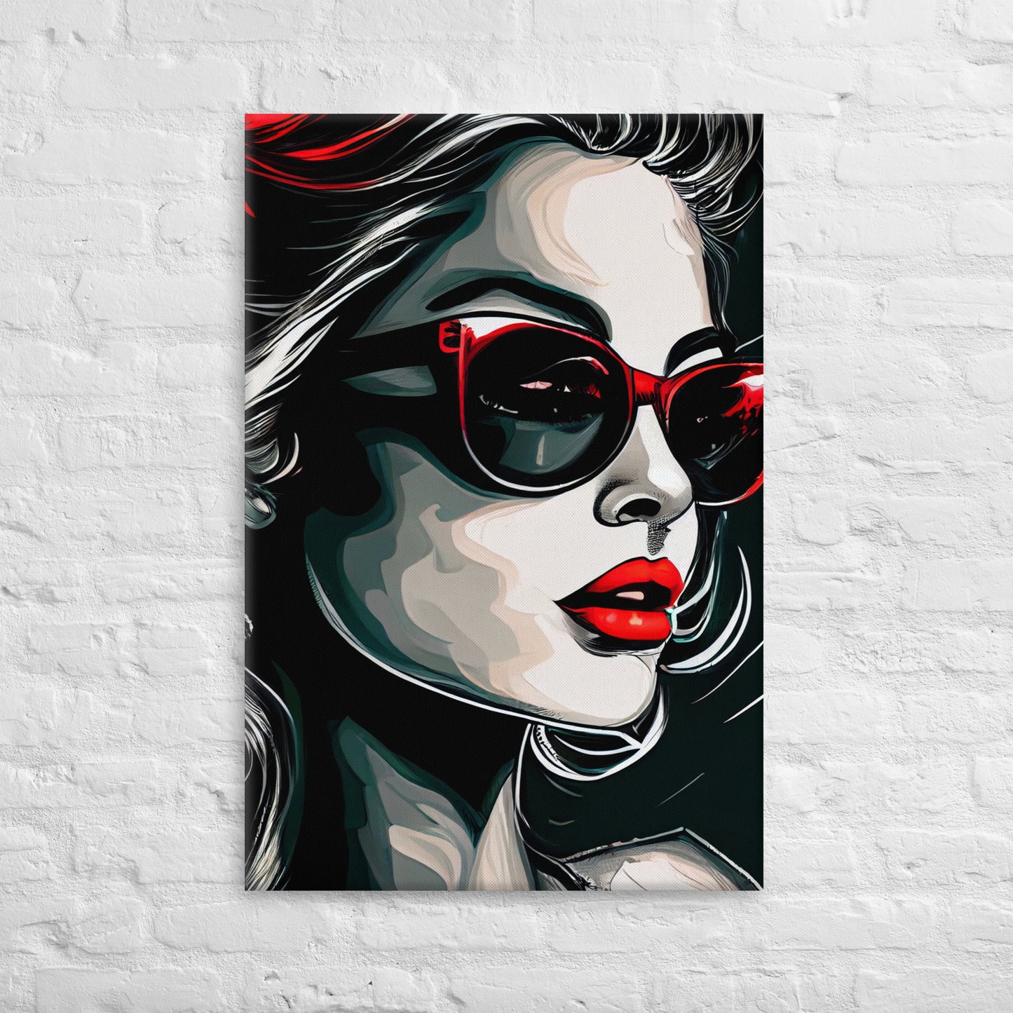 Femme Fatale Pop Art Canvas In Grey And Red