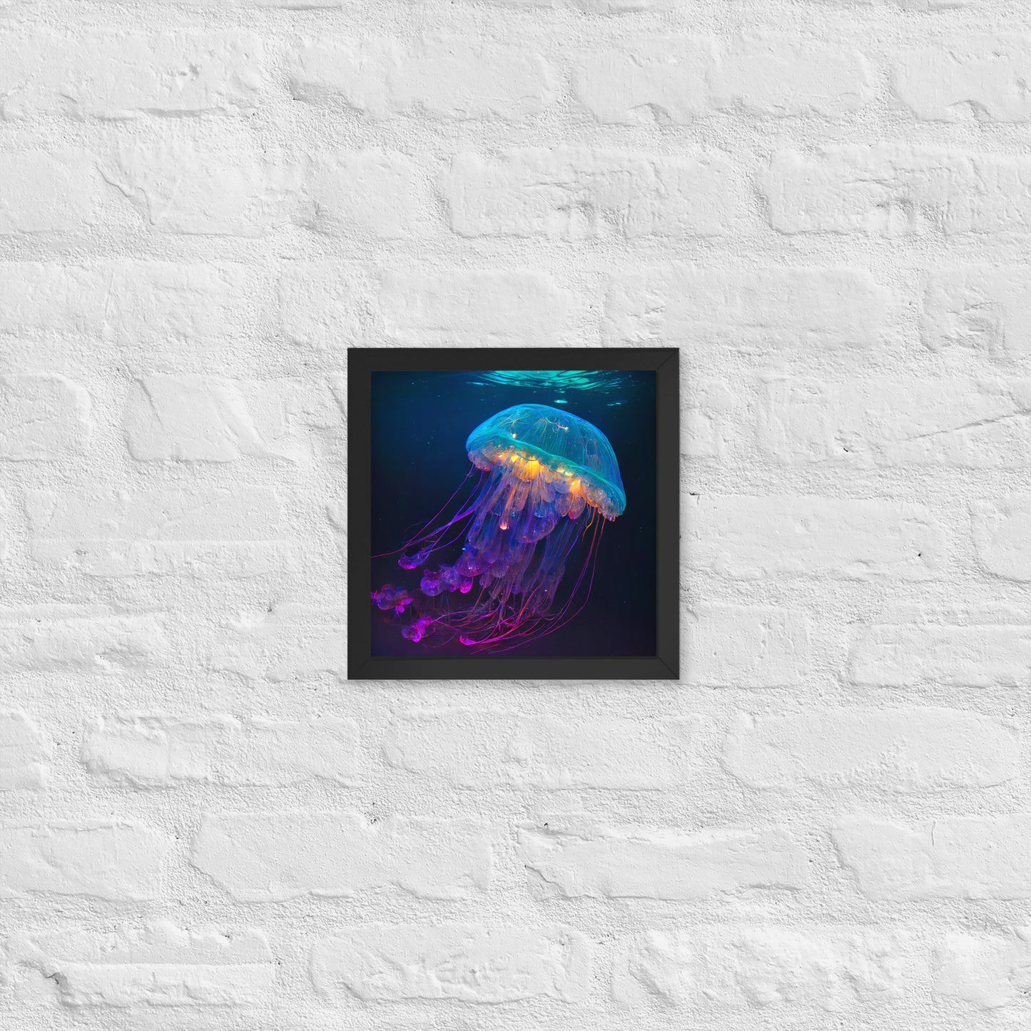 Glowing Jellyfish Neon Poster