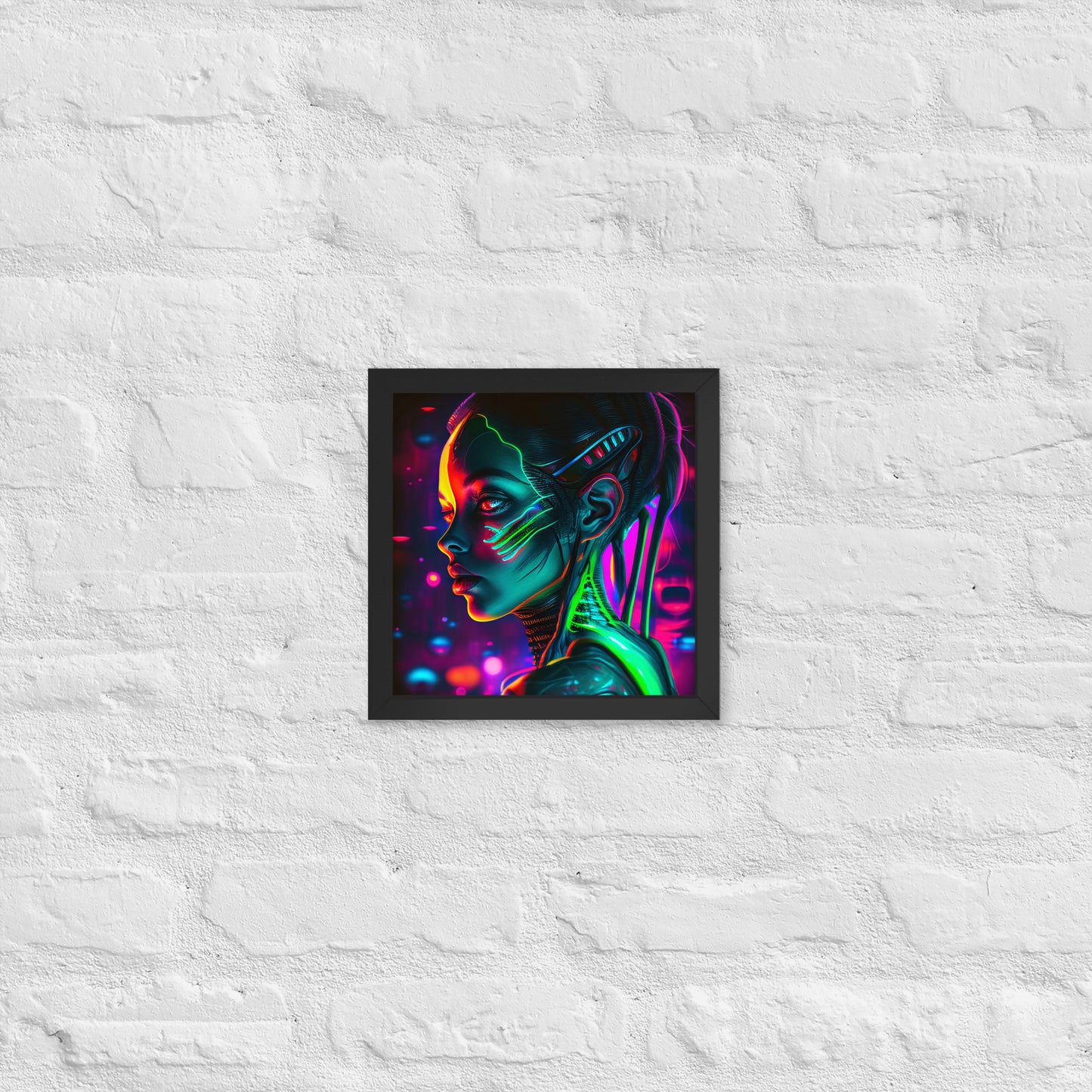 Enigmatic Neon Nymph Framed Poster