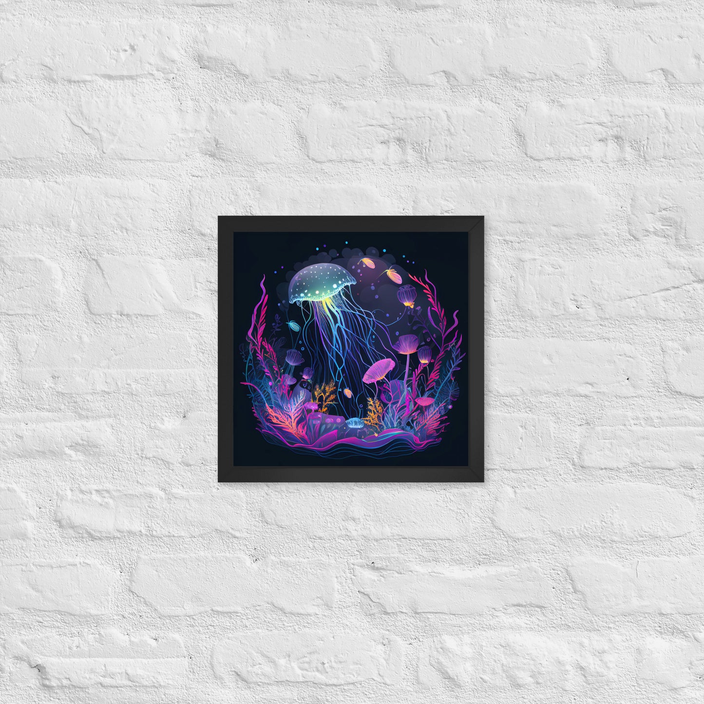 Glowing Jellyfish Delight Framed Poster