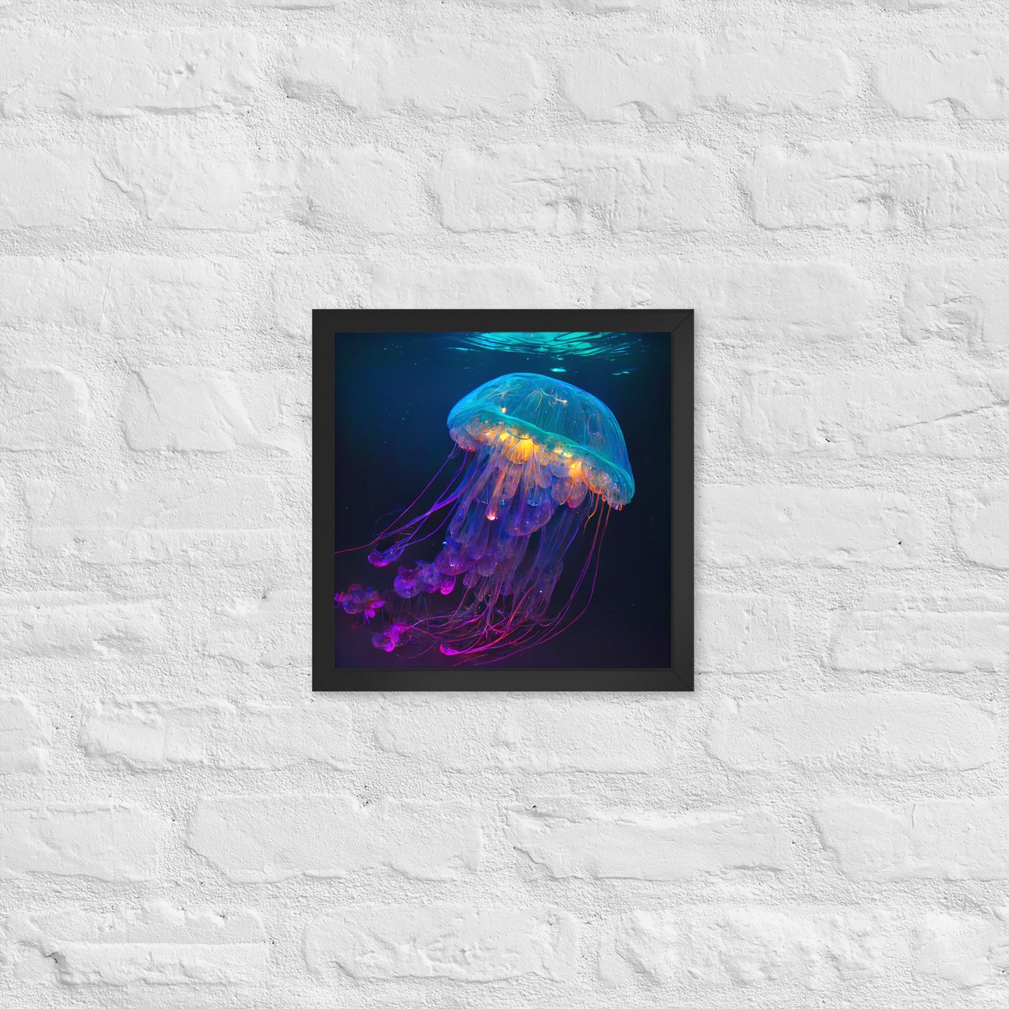 Glowing Jellyfish Neon Poster