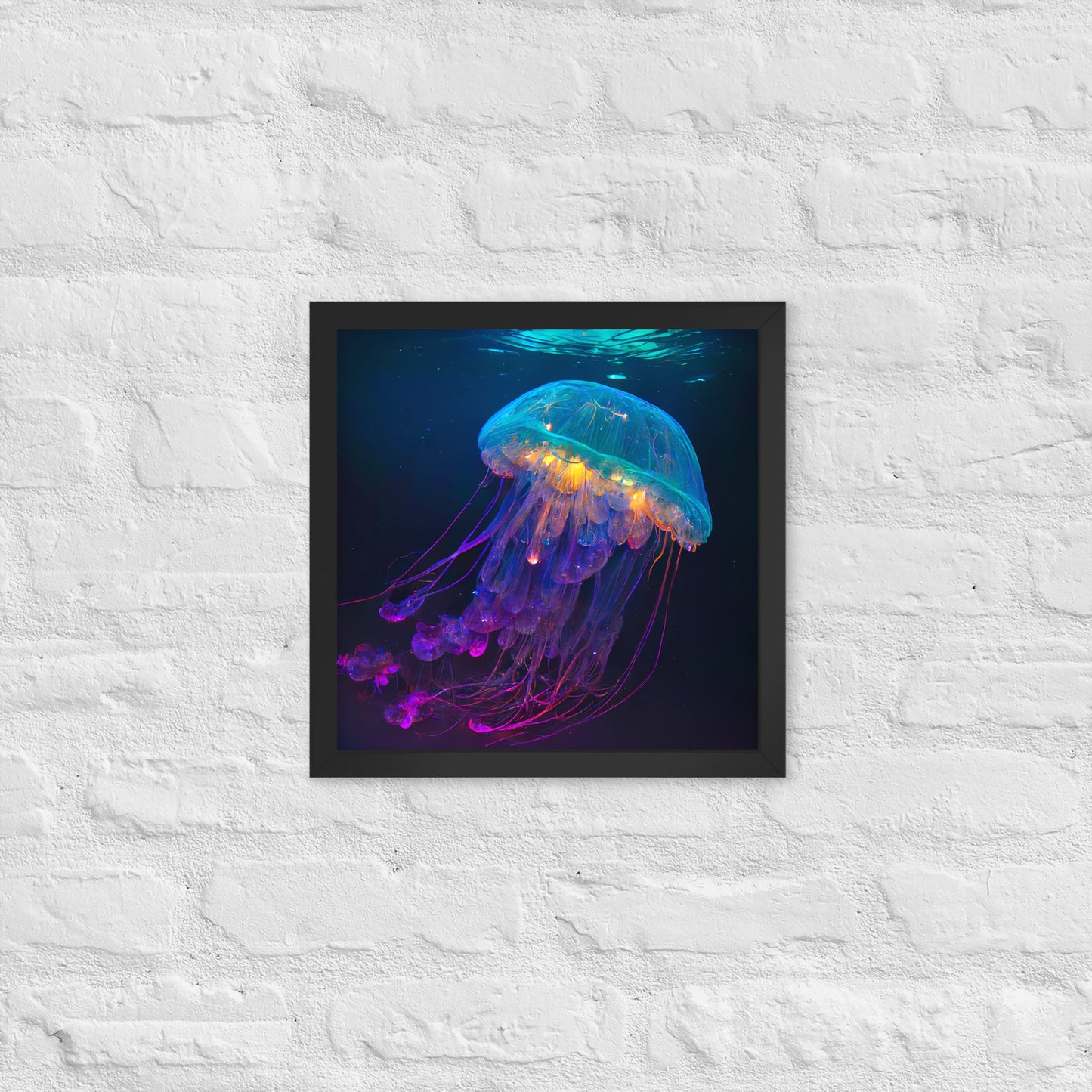 Glowing Jellyfish Neon Poster