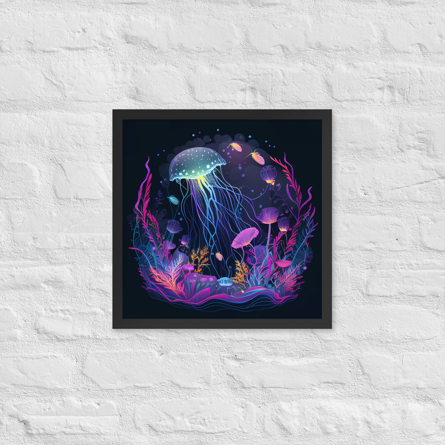 Glowing Jellyfish Delight Framed Poster