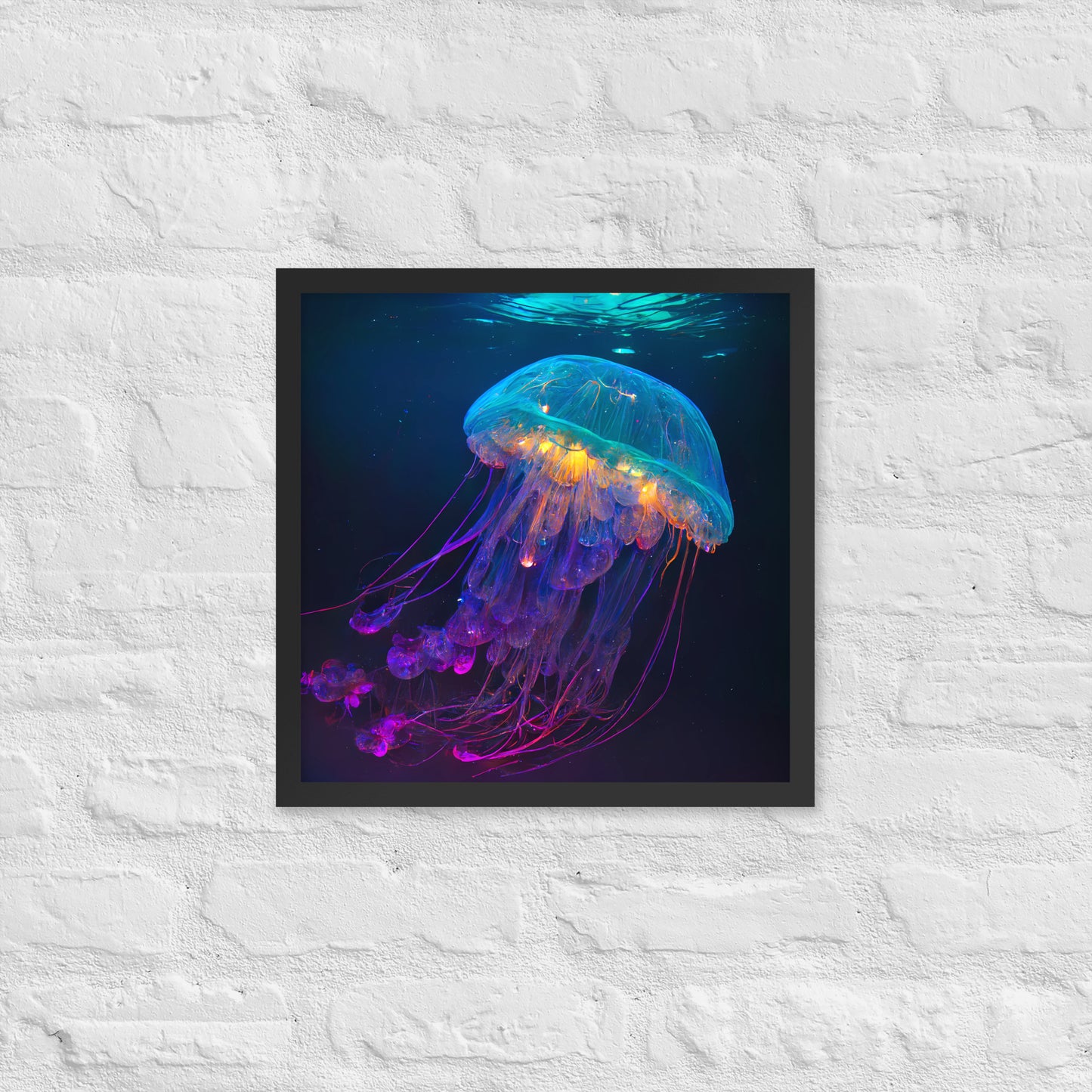 Glowing Jellyfish Neon Poster