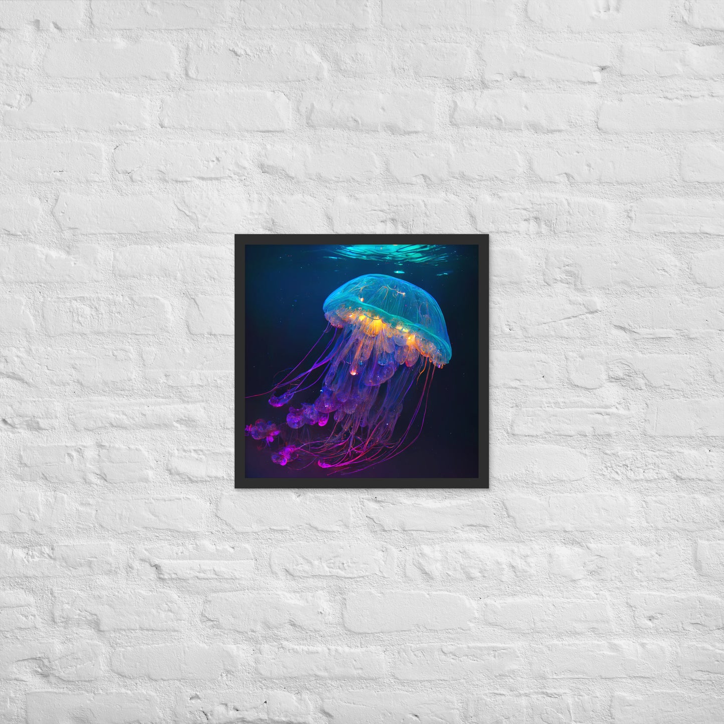 Glowing Jellyfish Neon Poster