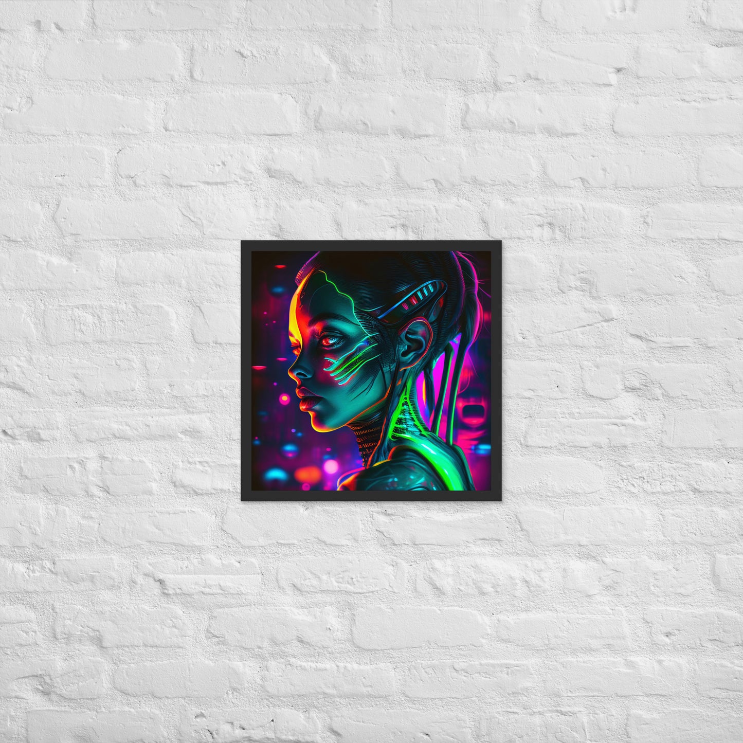 Enigmatic Neon Nymph Framed Poster