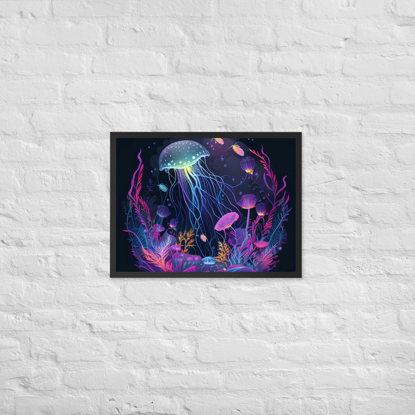 Glowing Jellyfish Delight Framed Poster