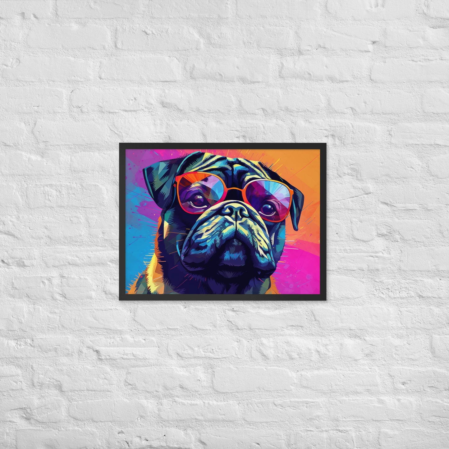 Colorful Pug Framed Poster