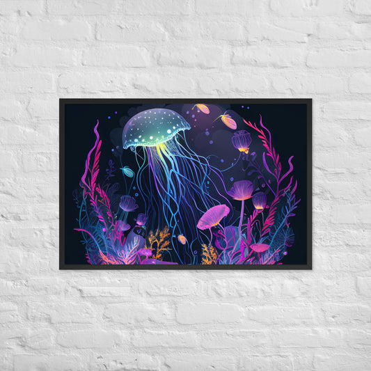 Glowing Jellyfish Delight Framed Poster