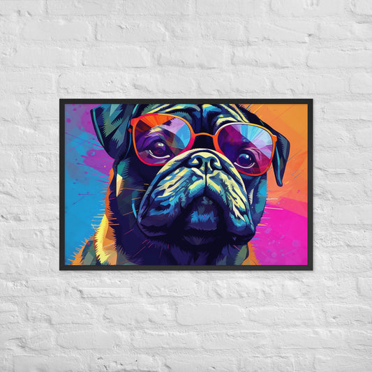 Colorful Pug Framed Poster