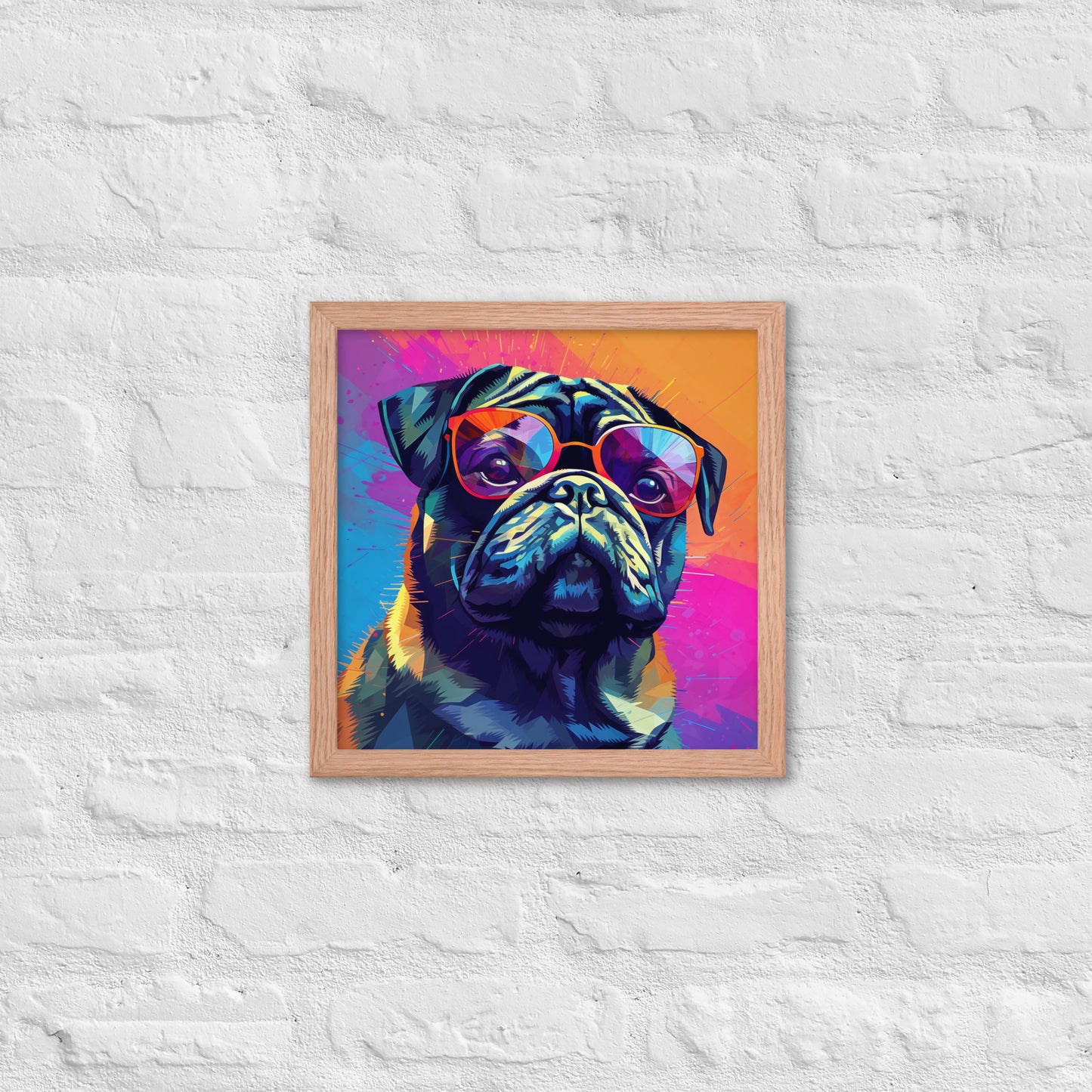 Colorful Pug Framed Poster