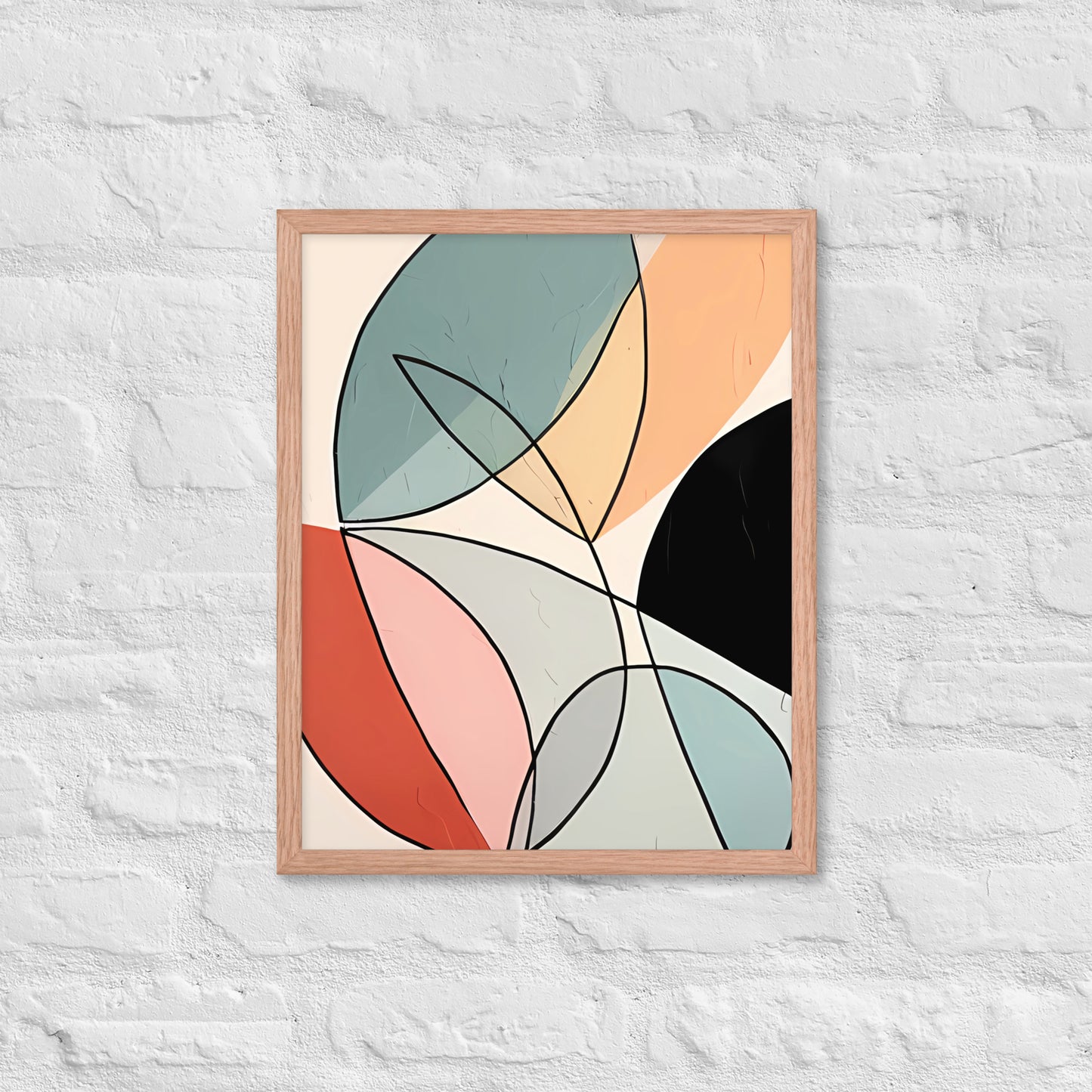 Minimal Leaves Abstract Art  Framed Poster