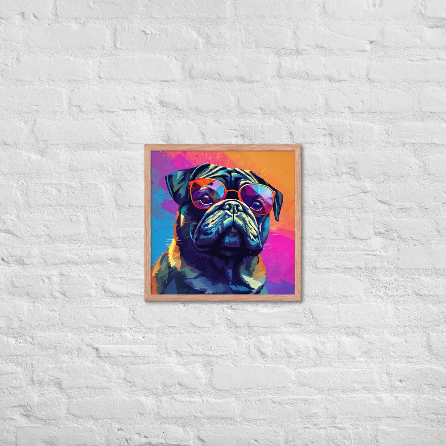 Colorful Pug Framed Poster