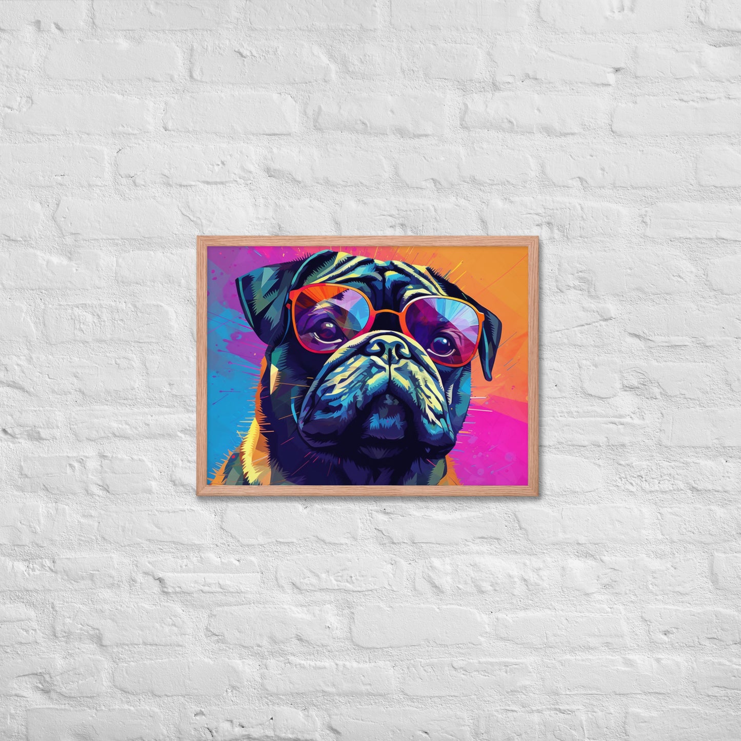 Colorful Pug Framed Poster