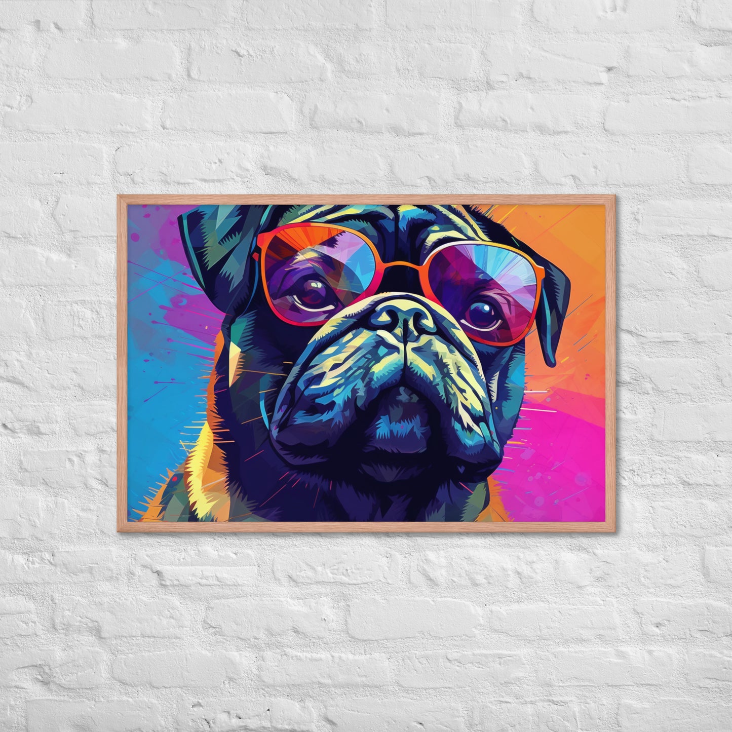 Colorful Pug Framed Poster