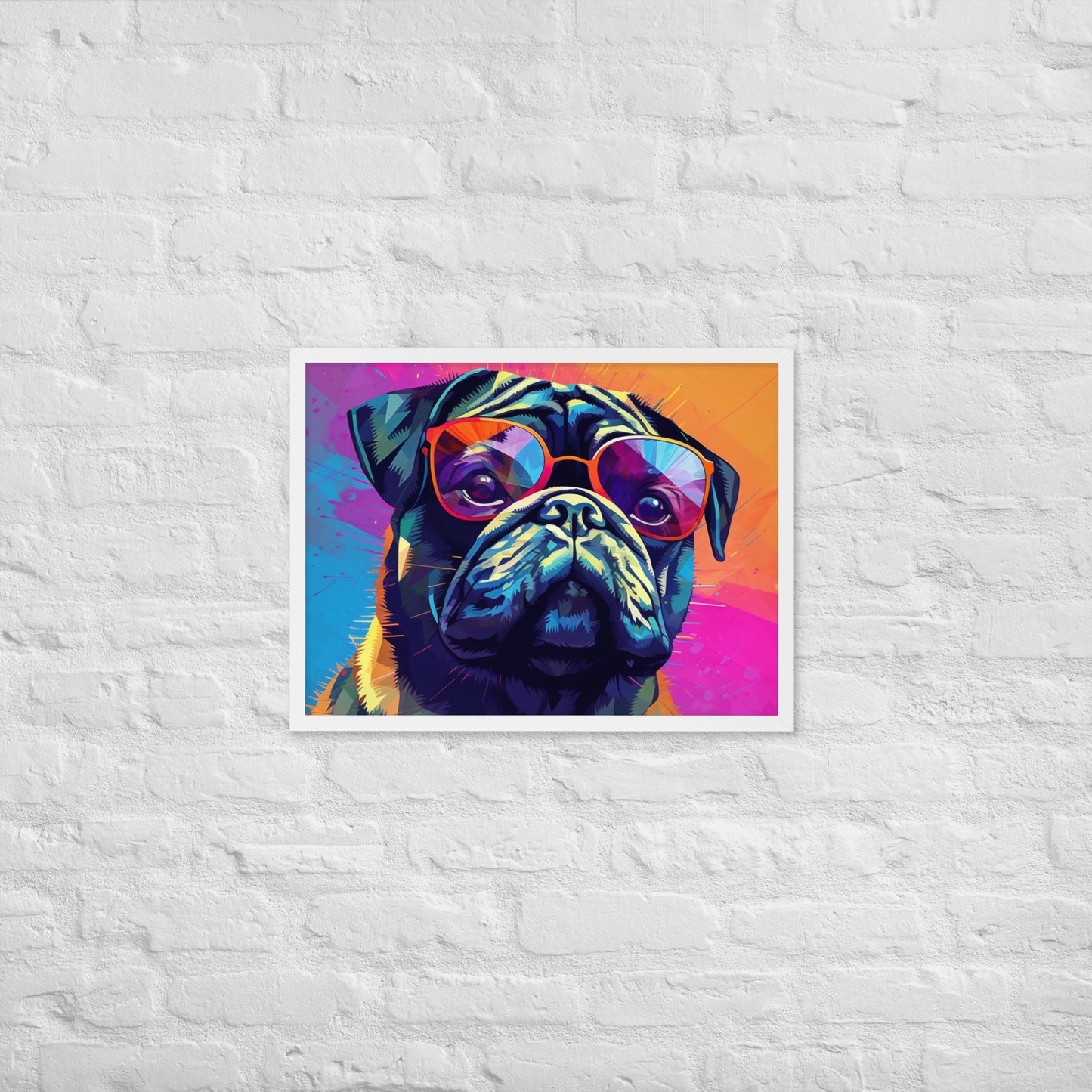 Colorful Pug Framed Poster