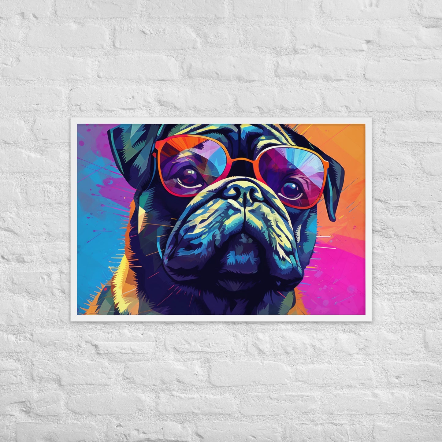 Colorful Pug Framed Poster